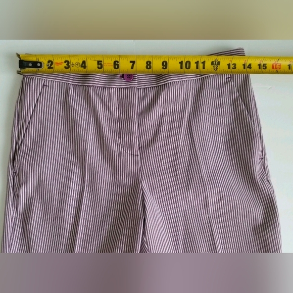 Etro Women's Striped Straight-Leg Capri Pants, Lilac/White Cotton/Spandex Sz 38 - Picture 5 of 16